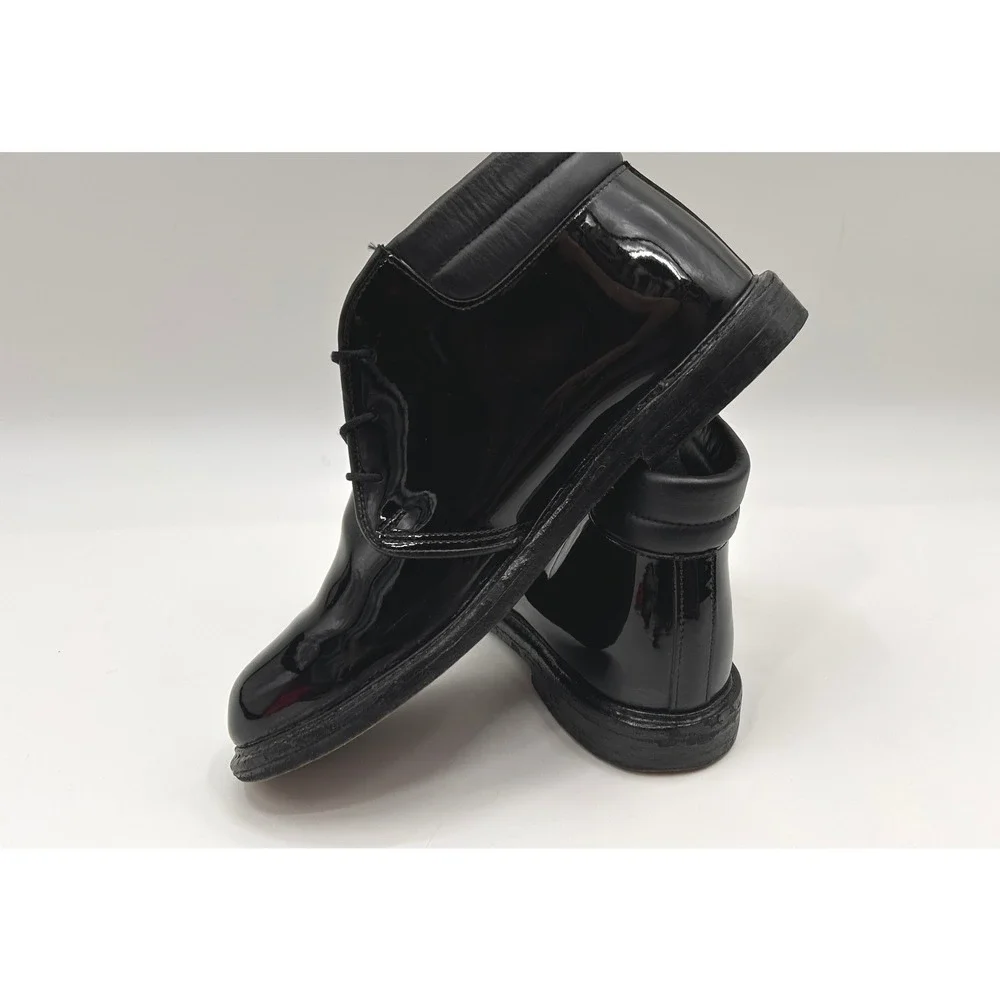 Bates Mens High Gloss Duty Chukka Boots Black Patent Leather Uniform Size 10E